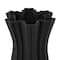 Black Contemporary Abstract Ribbed Ceramic Tulip Vase
